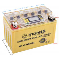 AGM (I-Gel) MTX9-BS Moretti Battery with Digital Display