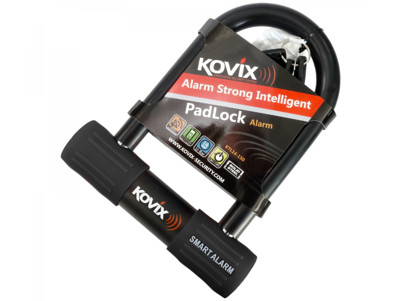 Black U-Lock padlock with alarm KOVIX KTL14-150