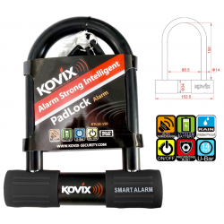 Black U-Lock padlock with alarm KOVIX KTL14-150