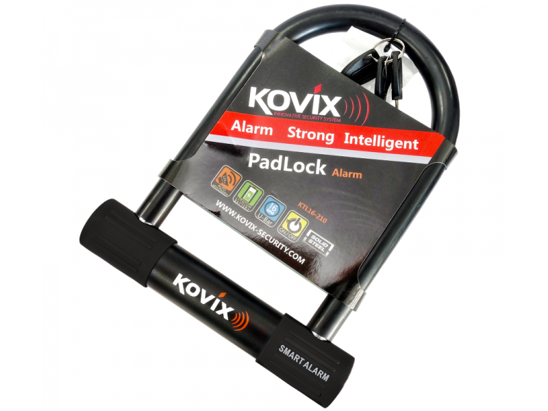 Black U-lock padlock with alarm KOViX KTL16-210
