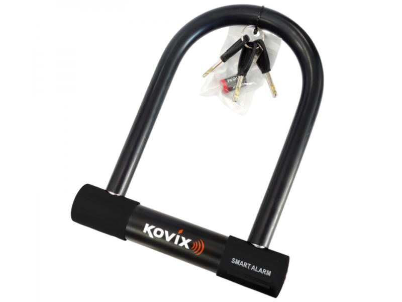 Black U-lock padlock with alarm KOViX KTL16-210