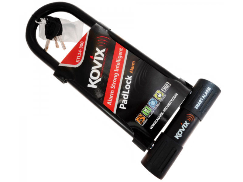 Black U-Lock padlock with alarm KOVIX KTL14-300