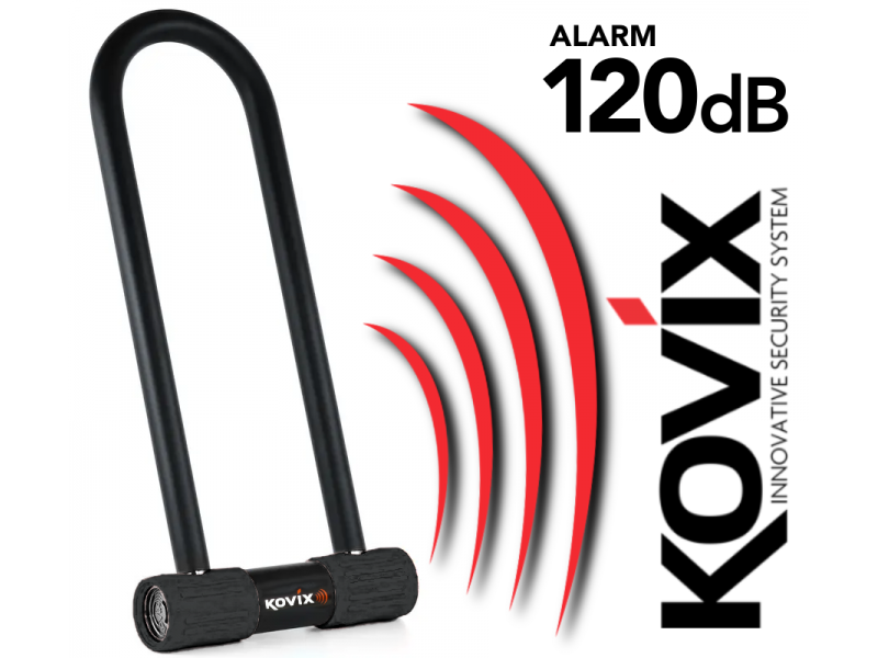 Black U-Lock padlock with alarm KOVIX KTL14-300