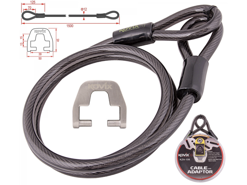 Steel cable with adapter KOVIX KZA-150