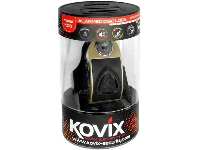 Gold brake disc lock with alarm KOVIX KD6 Gold brake disc lock with alarm KOVIX KD6