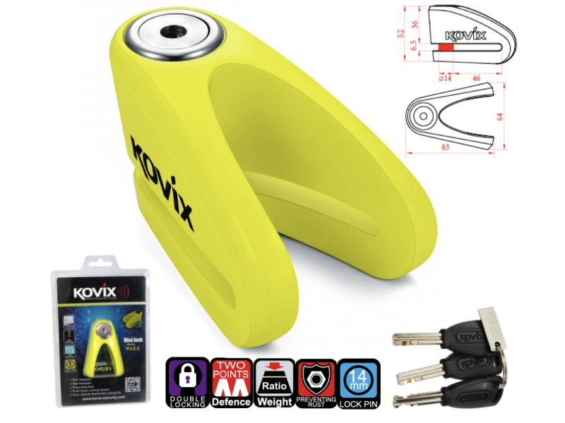 Yellow Disc Lock KOVIX KVZ2 Yellow Disc Lock KOVIX KVZ2