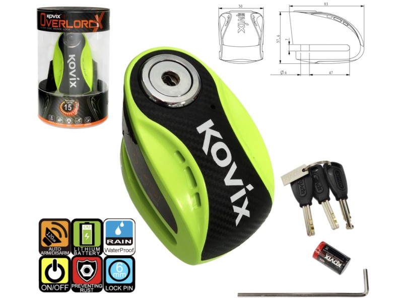Neon Green Brake disc lock KOVIX KNX6