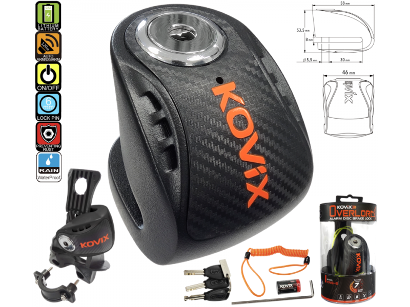 Brake disc lock with alarm KOVIX KNS6 black