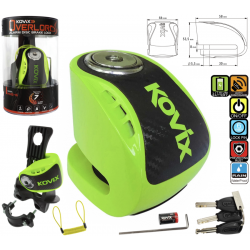 Brake disc lock with alarm KOVIX KNS6 fluo green