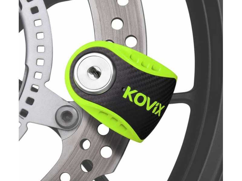 Brake disc lock with alarm KOVIX KNS6 fluo green