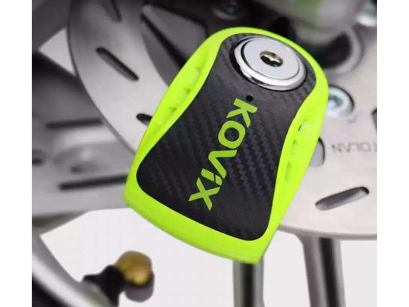Brake disc lock with alarm KOVIX KNS6 fluo green