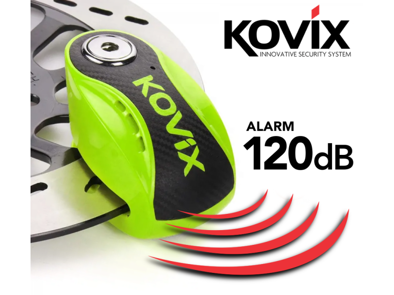 Brake disc lock with alarm KOVIX KNS6 fluo green