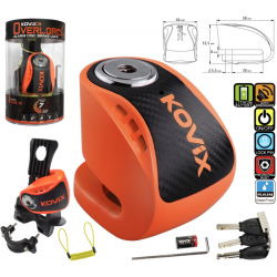 Brake disc lock with alarm KOVIX KNS6 fluo orange