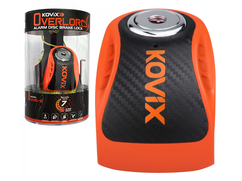 Brake disc lock with alarm KOVIX KNS6 fluo orange