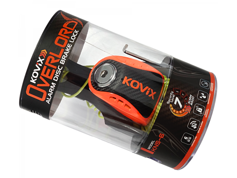 Brake disc lock with alarm KOVIX KNS6 fluo orange