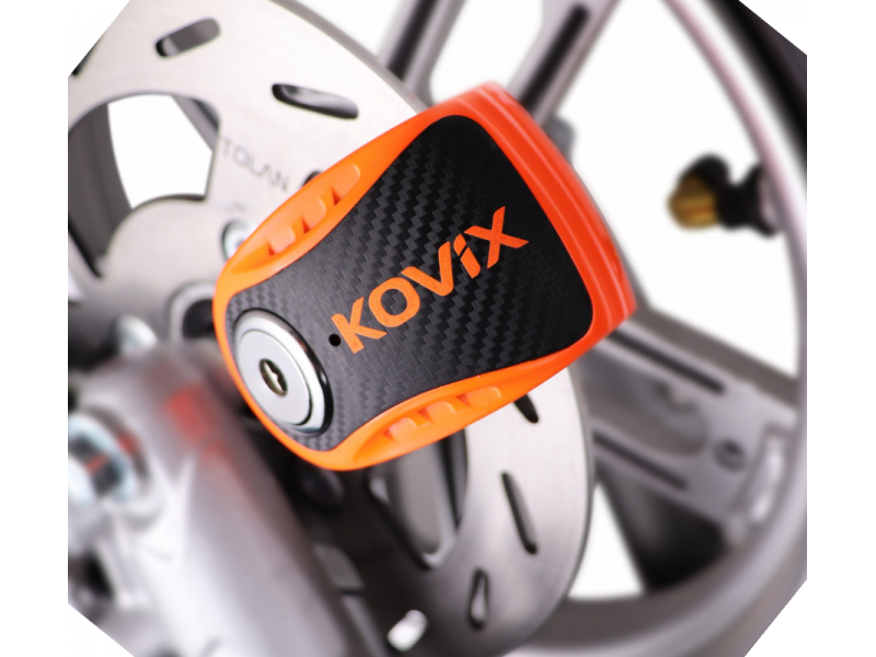 Brake disc lock with alarm KOVIX KNS6 fluo orange