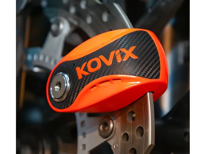 Brake disc lock with alarm KOVIX KNS6 fluo orange