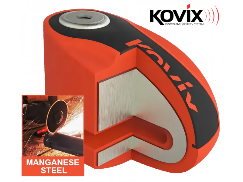 Brake disc lock with alarm KOVIX KNS6 fluo orange