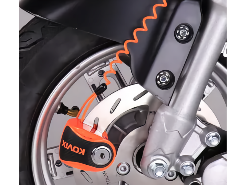 Brake disc lock with alarm KOVIX KNS6 fluo orange