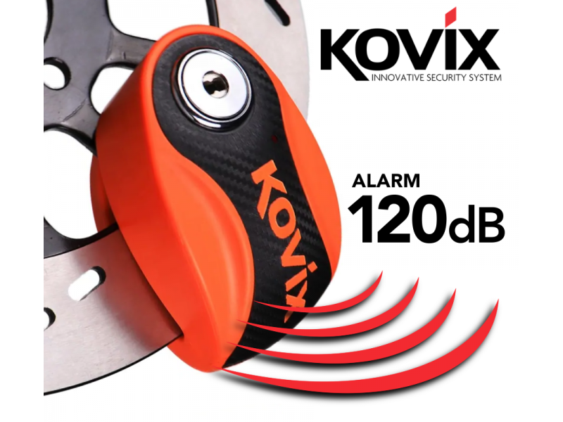 Brake disc lock with alarm KOVIX KNS6 fluo orange