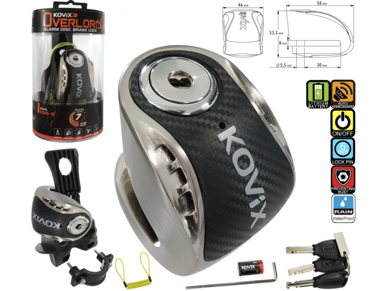 Brake disc lock with alarm KOVIX KNS6 metallic Brake disc lock with alarm KOVIX KNS6 metallic