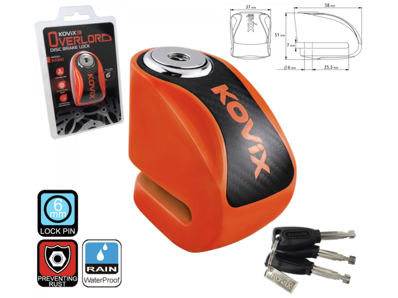 Brake disc lock KOVIX KNN1 fluo orange