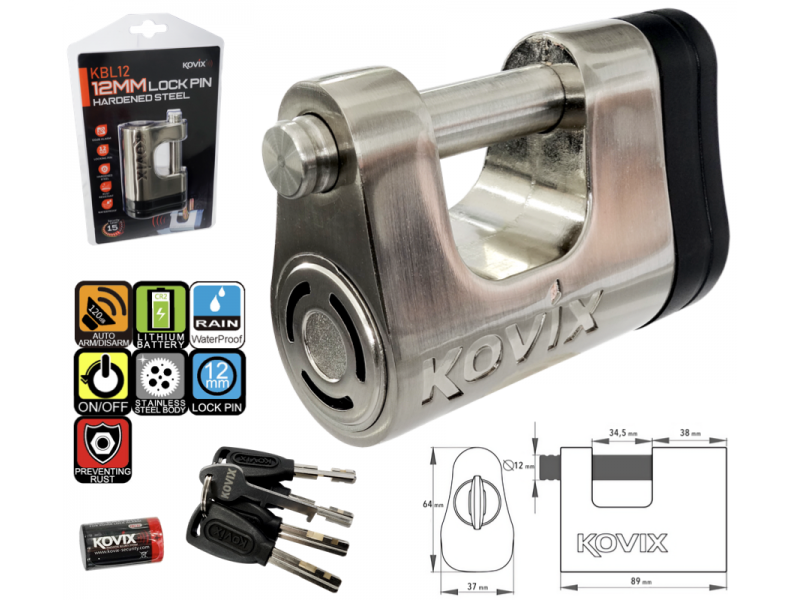 Padlock Kovix KBL-12 metallic