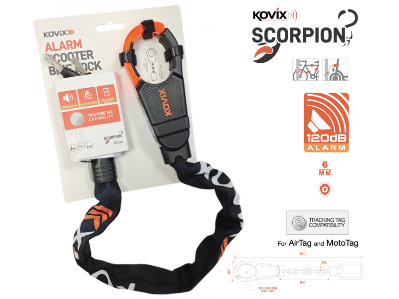 Łańcuch zabezpieczający z alarmem KOVIX SCORPION KCH-005