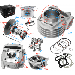 Cylinder set with cylinder head, camshaft, lift rockers arms GY6 80cc