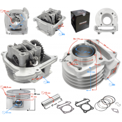 Cylinder and cylinder head Moretti for 4T scooter 80cc 139QMB short valves Cylinder and cylinder head Moretti for 4T scooter 80cc 139QMB short valves