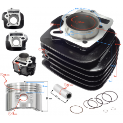 Cylinder, piston, rings T-rex 125