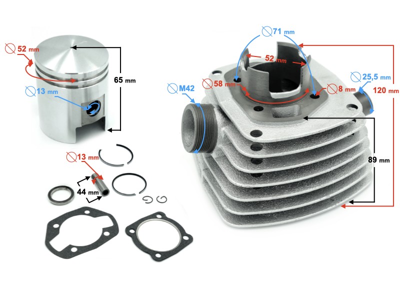 WSK 125 cylinder for motorcycle 4T 125cc