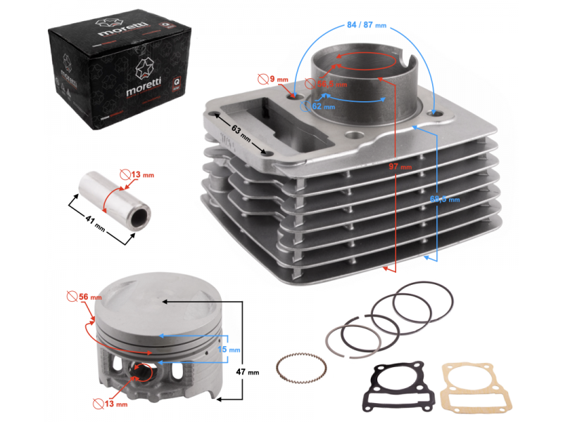 Moretti cylinder for motorcycle 4T CB 125cc 156FMI Moretti cylinder for motorcycle 4T CB 125cc 156FMI