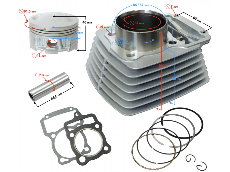 Moretti cylinder for motorcycle 4T CG 150cc 162FMI , bolt 13 mm