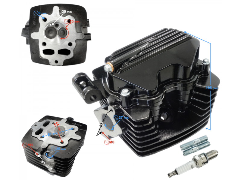 Moretti Cylinder head for motorcycle 4T CG 150cc 162FMI black Moretti Cylinder head for motorcycle 4T CG 150cc 162FMI black