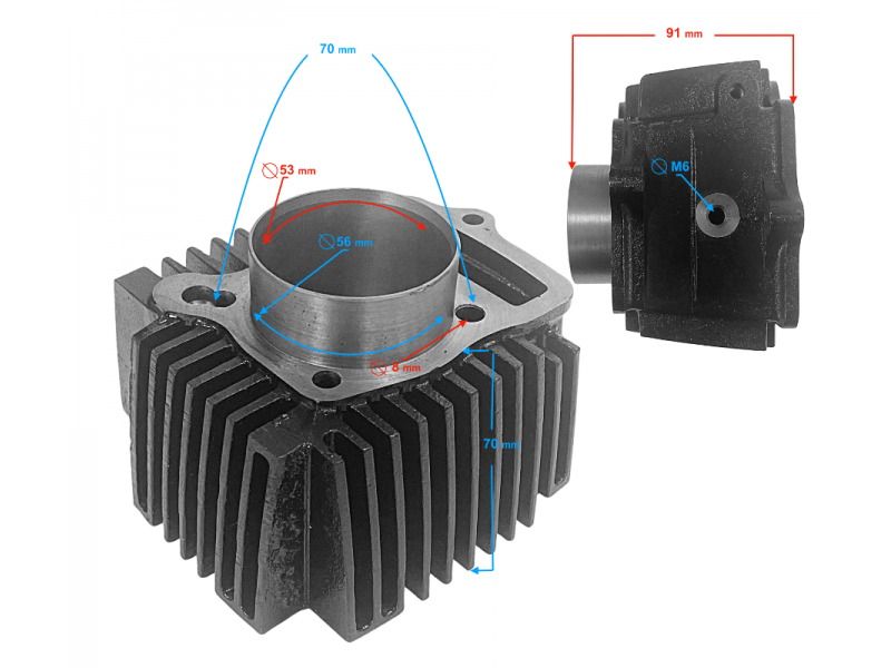 Cylinder black for horizontal engine 154FMI,125cc 4T, 4-speed manual