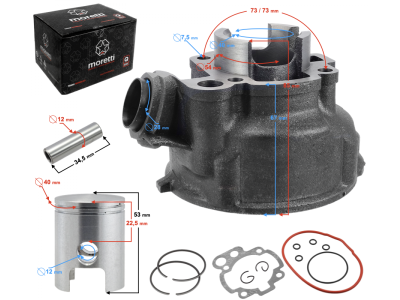 Moretti Cylinder for moped 2T 50cc AM6