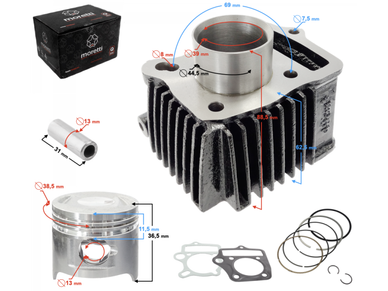 Moretti Cylinder for moped 4T 50cc 139FMB