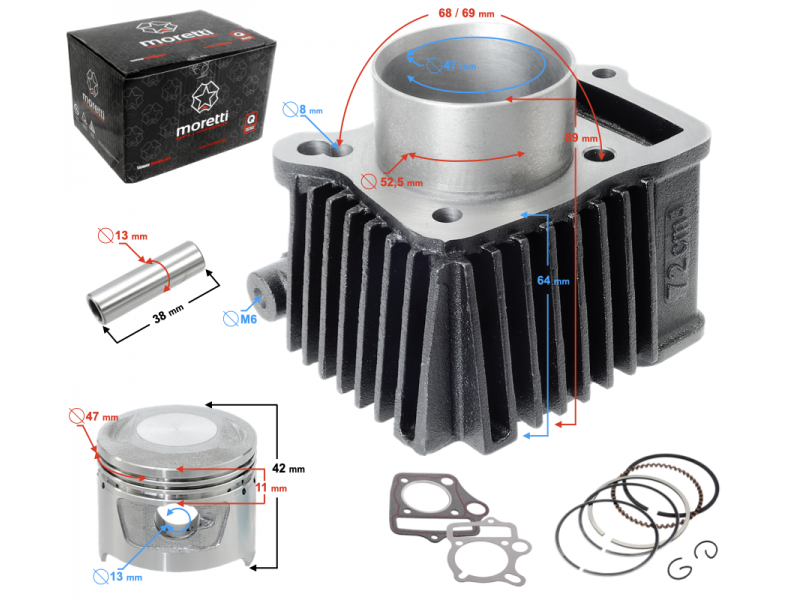 Moretti Cylinder for moped 4T 80cc 139FMB