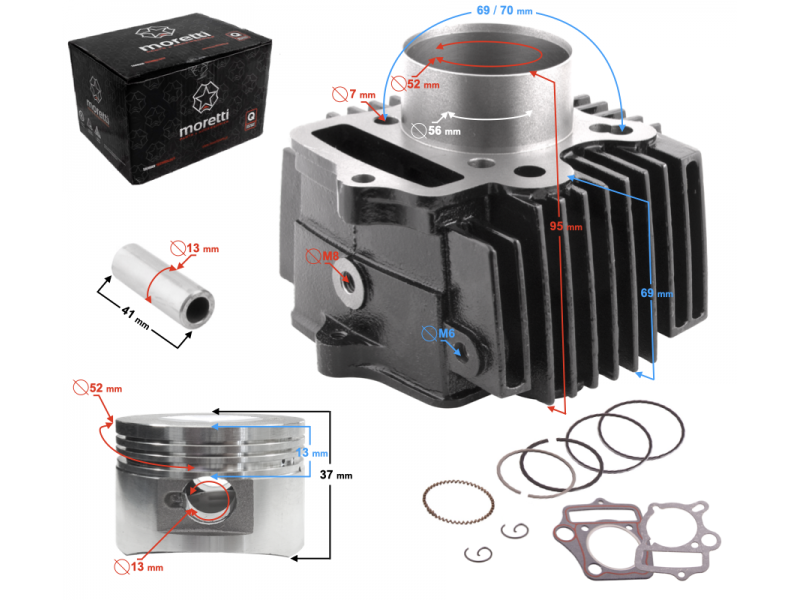 Moretti Cylinder for moped 4T 110cc 152FMB