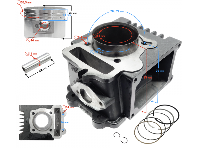 Cylinder for moped 4T 130cc 154FMI liquid-cooled