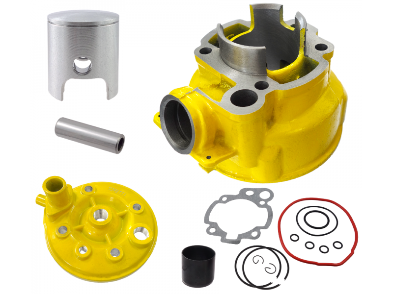 Moretti Cylinder and cylinder head for moped 2T 80cc AM6, yellow