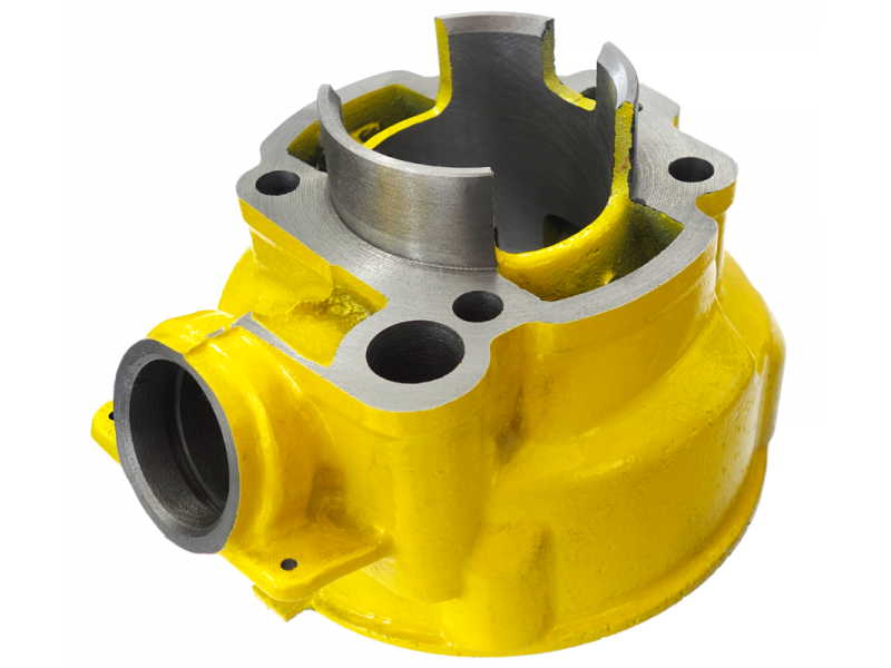 Moretti Cylinder and cylinder head for moped 2T 80cc AM6, yellow