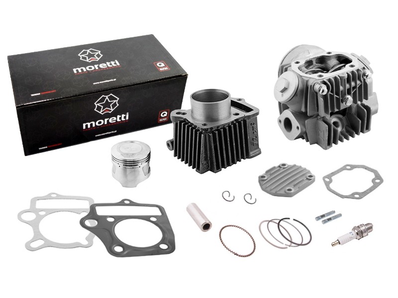 Moretti Cylinder and cylinder head for moped 4T 80cc 139FMB, silver
