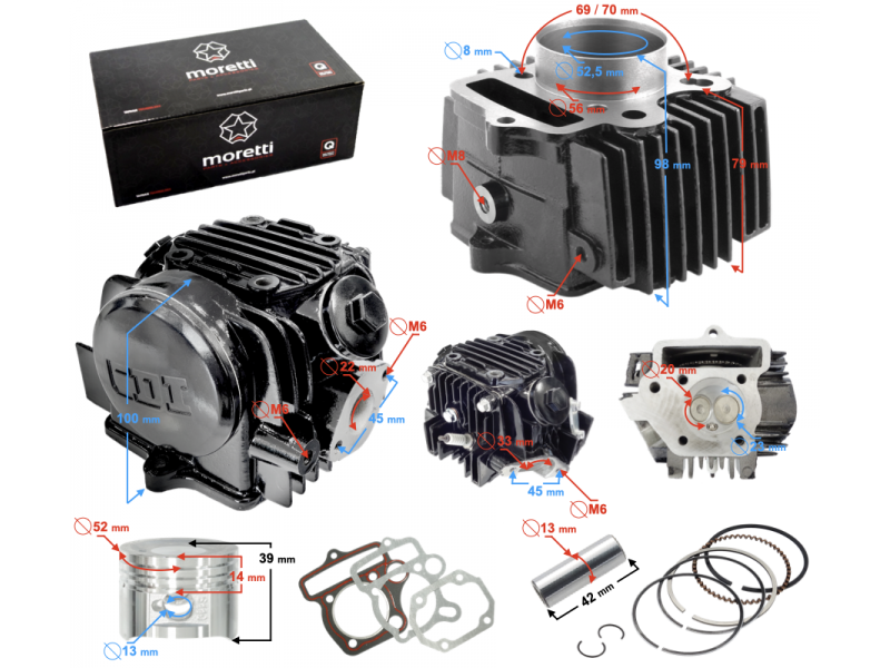 BTS Cylinder and cylinder head for moped 4T 125cc 154FMI