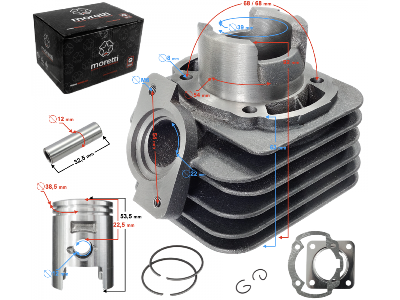 Moretti cylinder for scooter 2T 50cc Dio