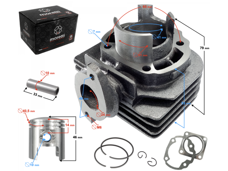 Moretti cylinder for scooter 2T 50cc Katana