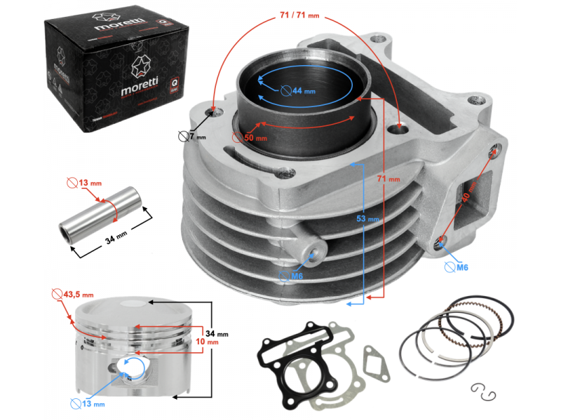 Moretti cylinder for scooter 4T 60cc 139QMB