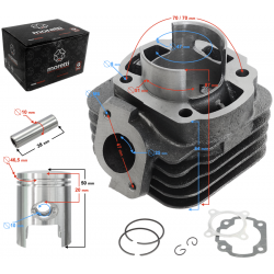 Cylinder for scooter 2T 70cc 1PE40QMB, bolt 10mm