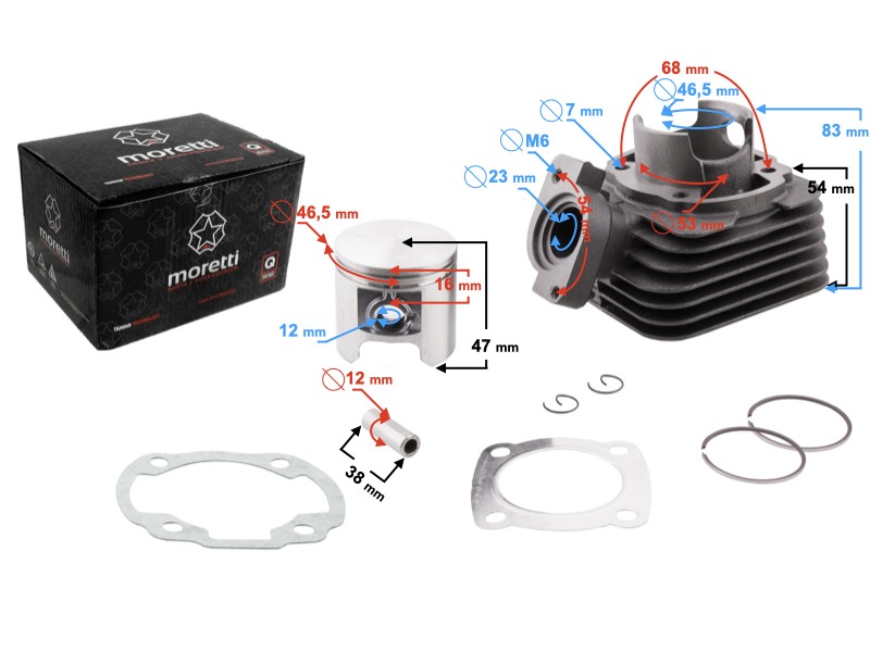 Moretti cylinder for scooter 2T 80cc Buxy